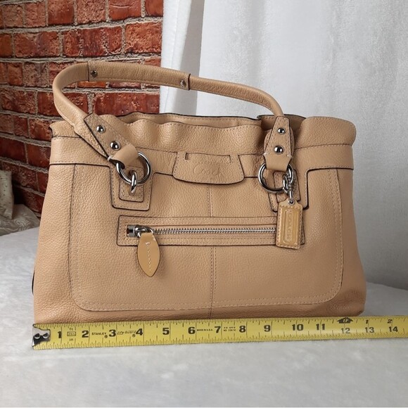 Coach Penelope Beige Pebbled Leather Shoulder Bag - Picture 11 of 13